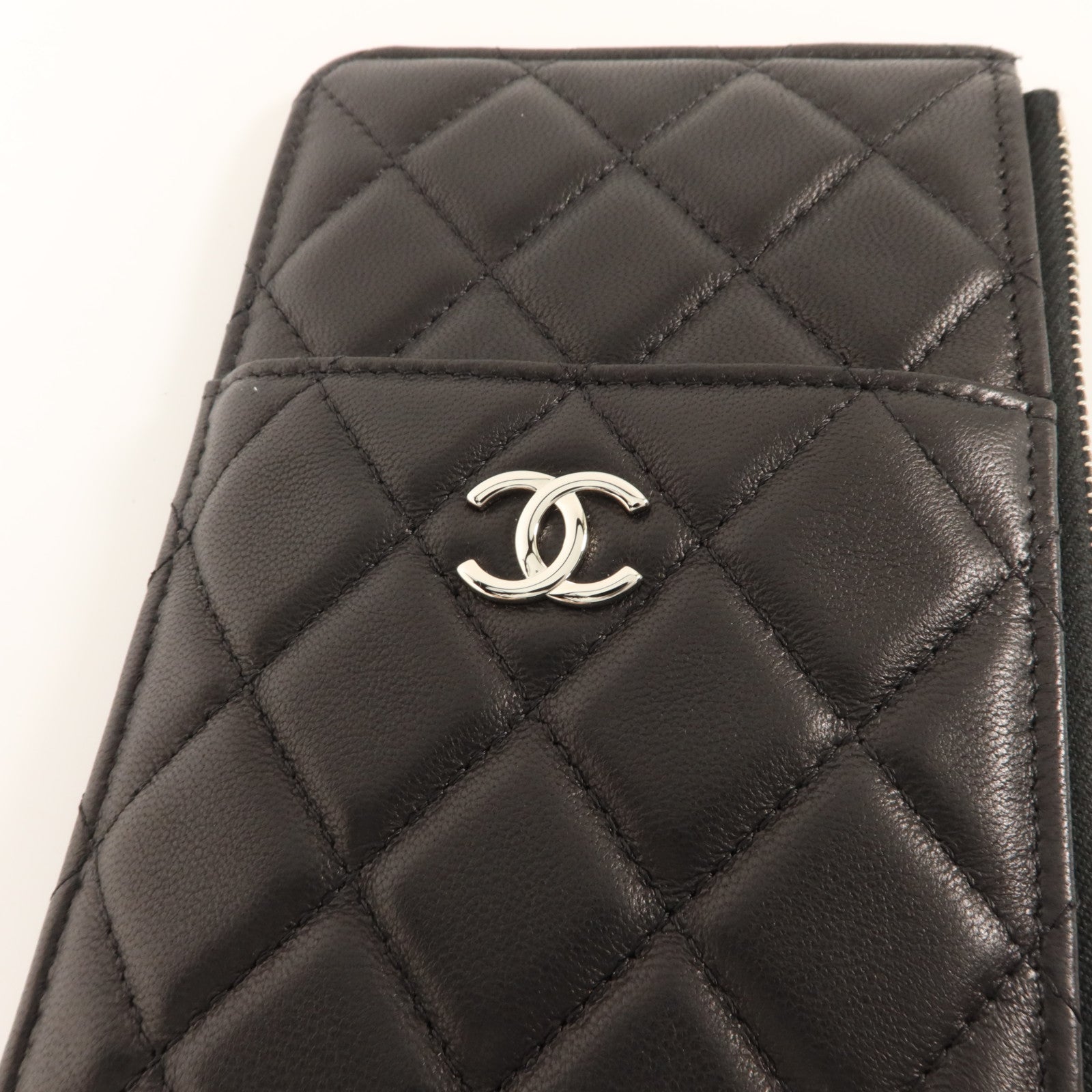 CHANEL 羊皮皮革Classic Long Zipped Wallet銀扣長錢包