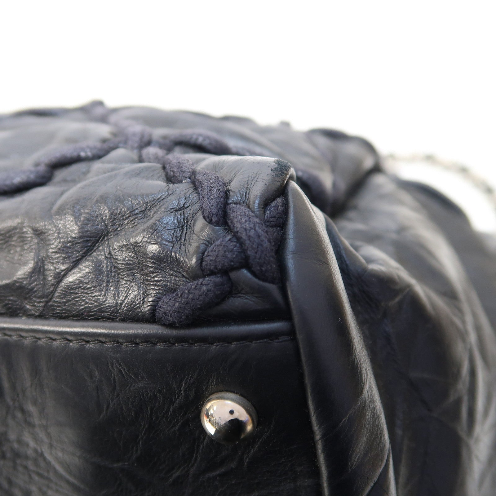 CHANEL 【激減優惠】皮革Ultra Stitch Bowling Bag銀扣鏈帶肩背袋黑色