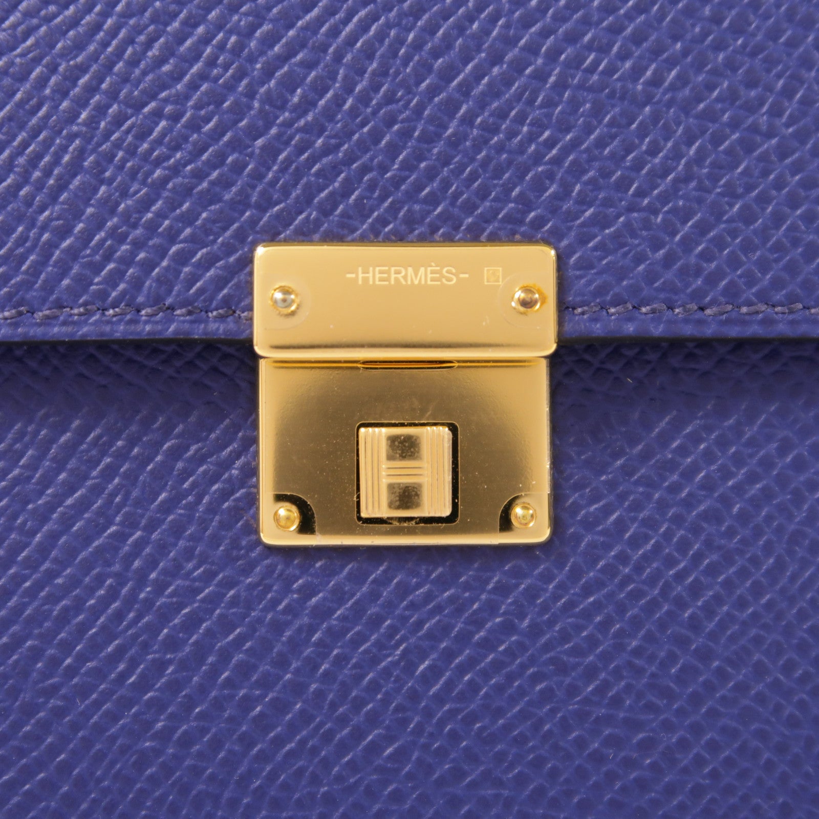 HERMES Epsom皮革Clic 16金扣肩背袋73 Bleu Saphir