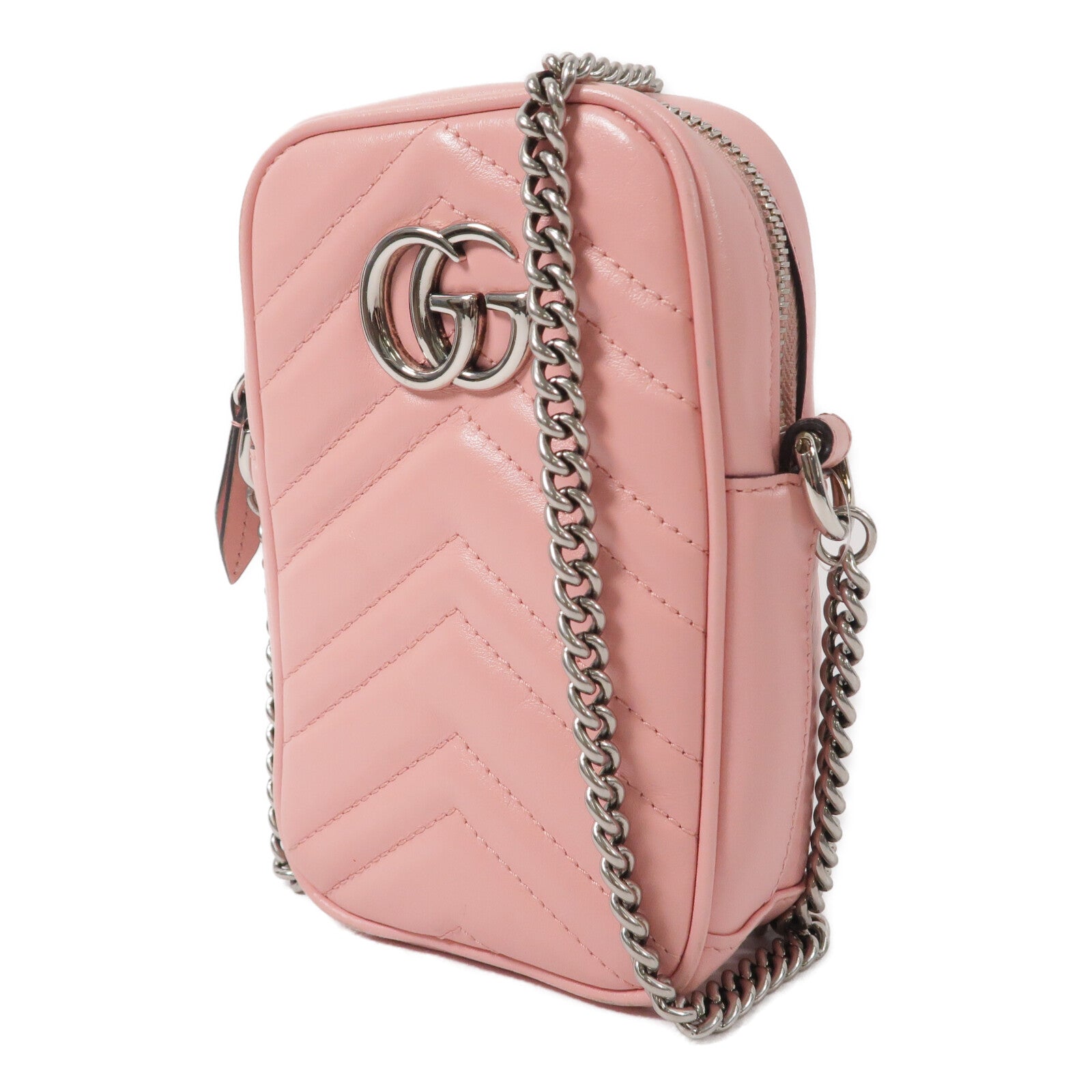 GUCCI 牛皮皮革GG Marmont Mini鏈帶肩背袋