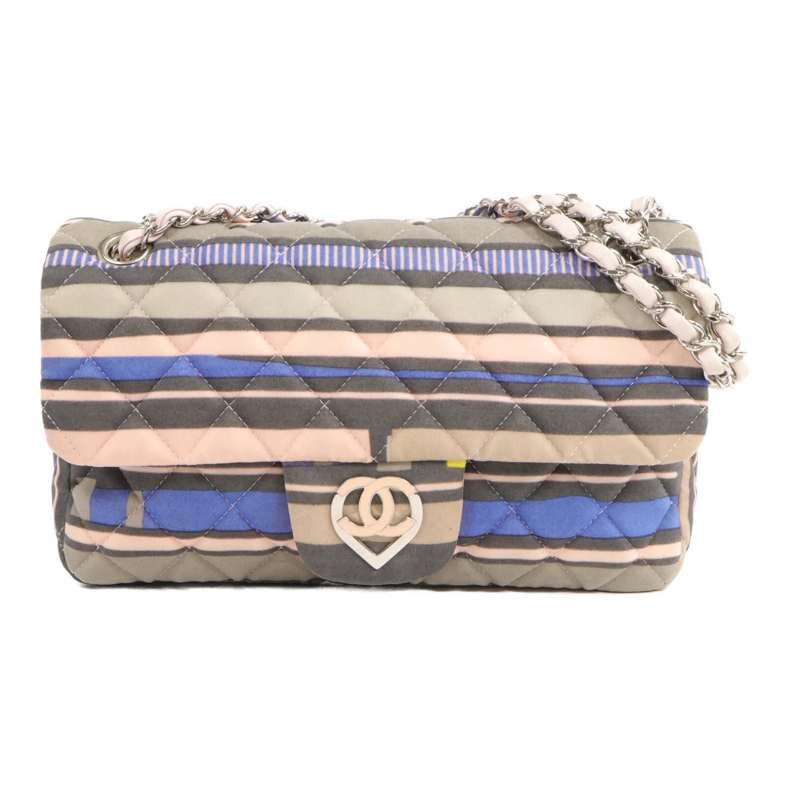 CHANEL 帆布Heart Flap鏈帶肩背袋