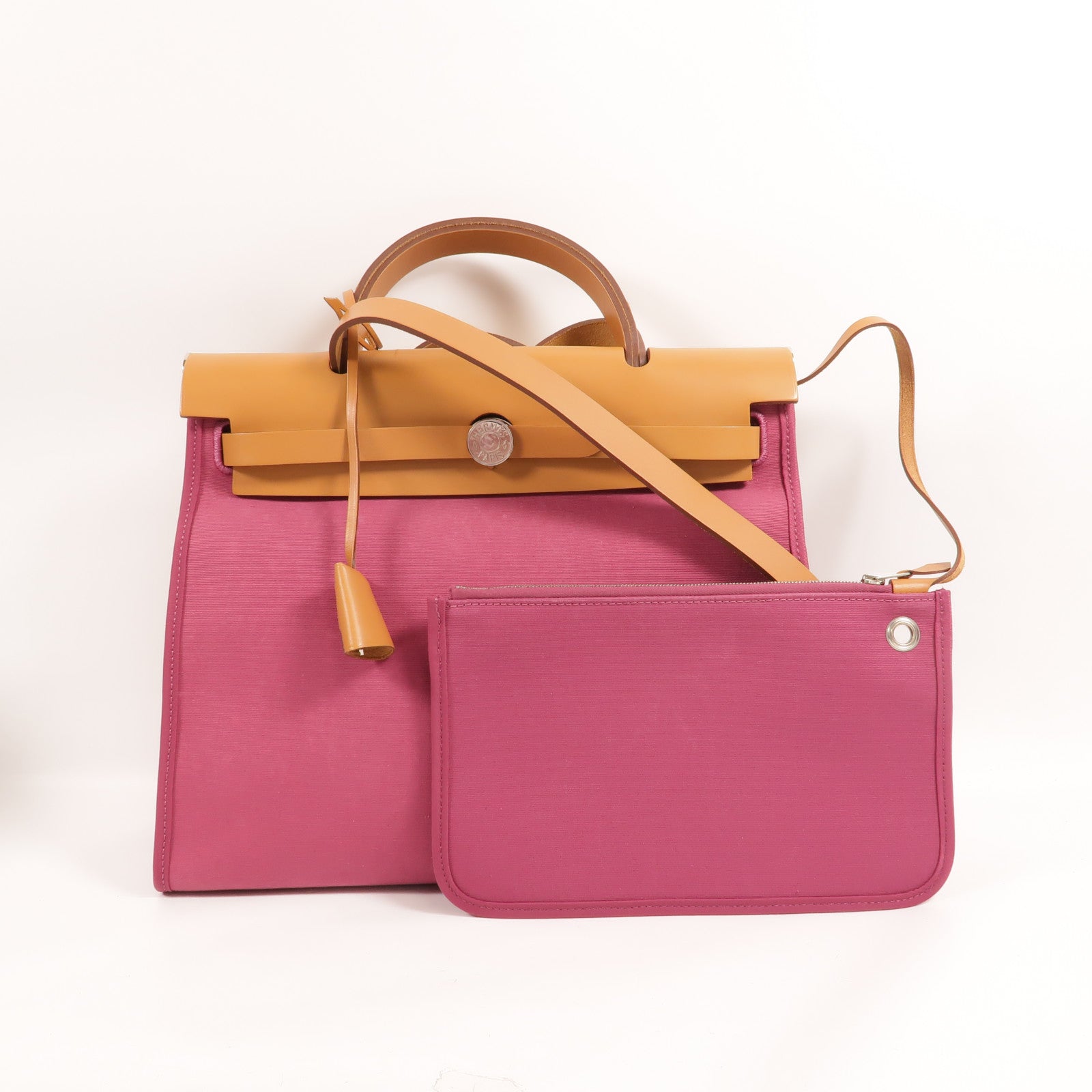 HERMES 帆布Herbag PM手挽肩背兩用袋Fuchsia