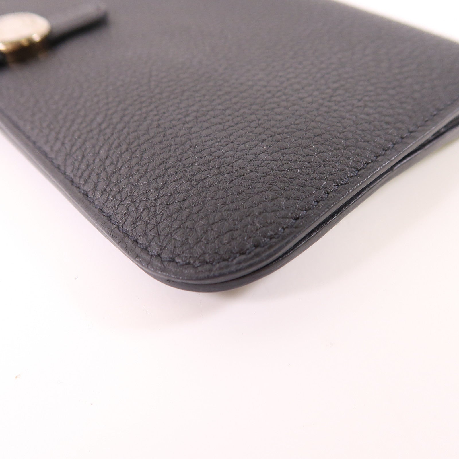 HERMES Clemence皮革Dogon MM銀扣長錢包89 Noir