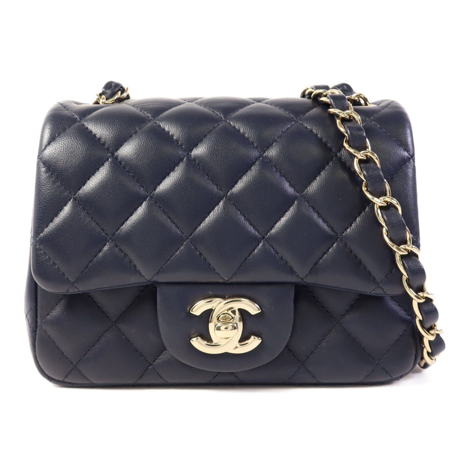 CHANEL 羊皮皮革Mini Classic 17金扣肩背袋