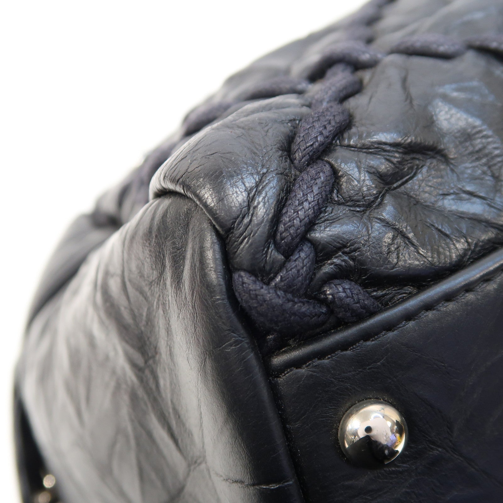 CHANEL 【激減優惠】皮革Ultra Stitch Bowling Bag銀扣鏈帶肩背袋黑色