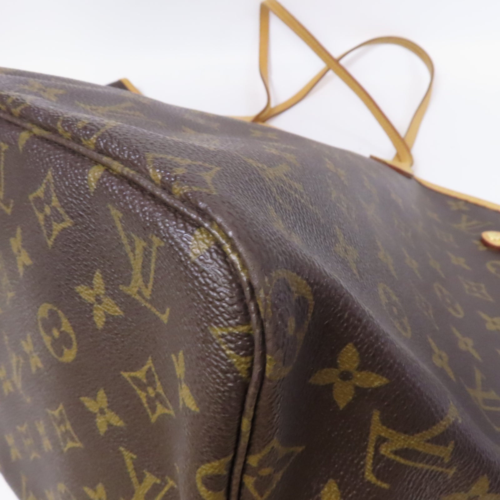 LOUIS VUITTON Monogram Neverfull GM金扣手挽袋啡色