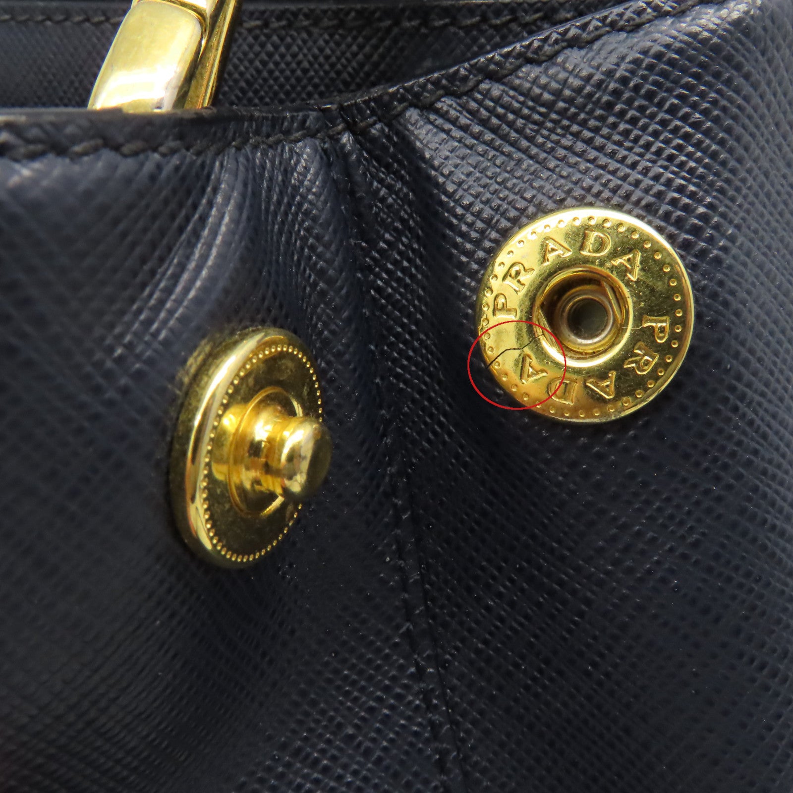 PRADA Saffiano皮革2Way Shoulder Bag金扣手挽肩背兩用袋藍色
