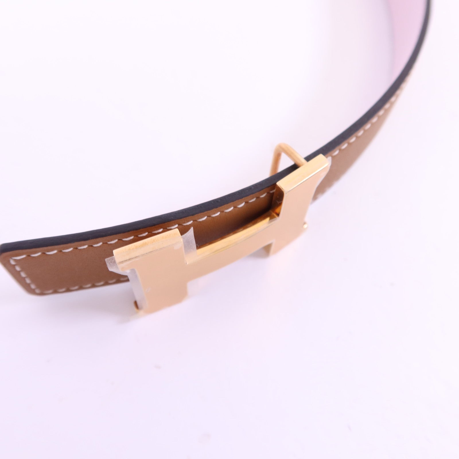 HERMES Swift/Epsom皮革H Belt 75cm皮帶Gold/Mauve Sylvestre