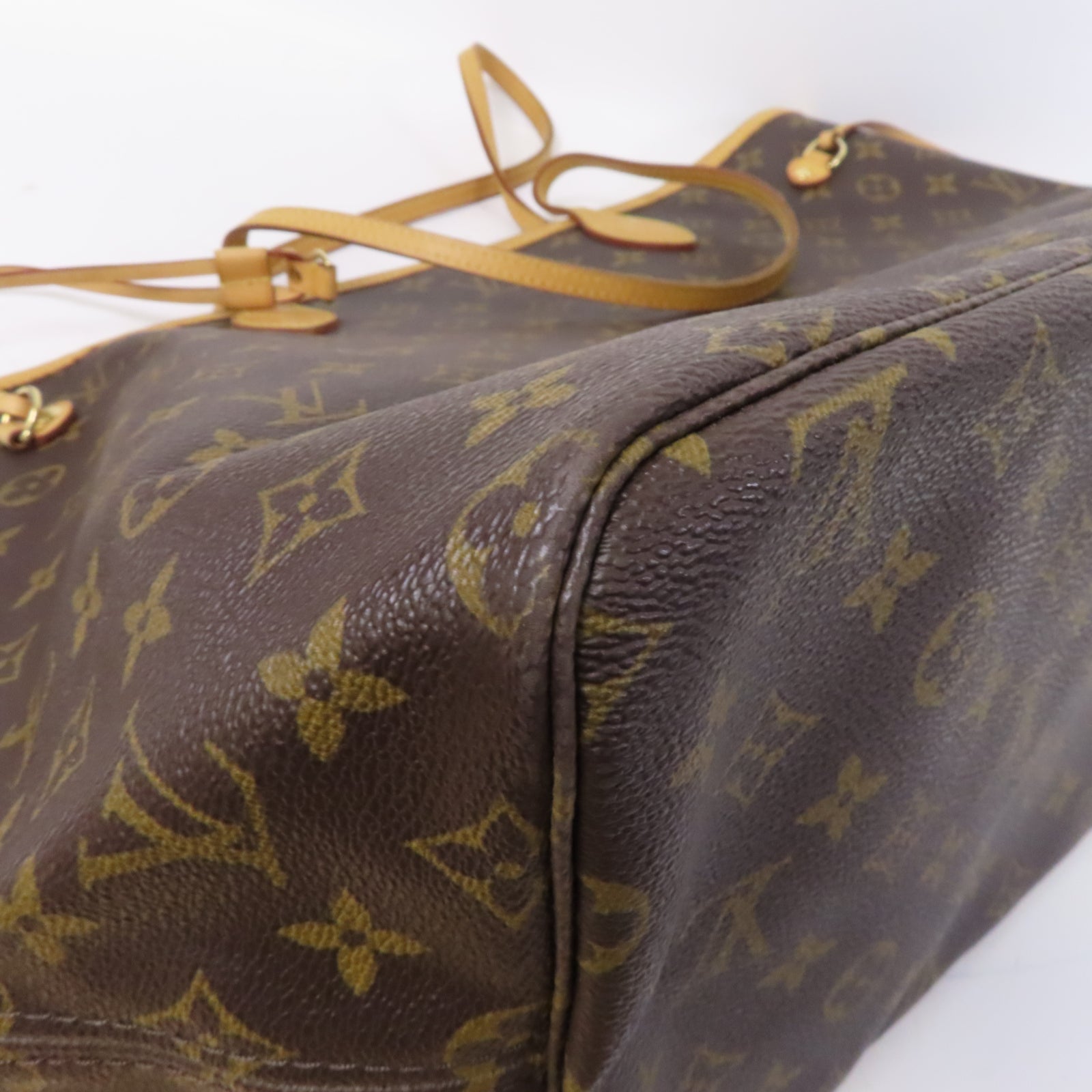 LOUIS VUITTON Monogram Neverfull GM金扣手挽袋啡色