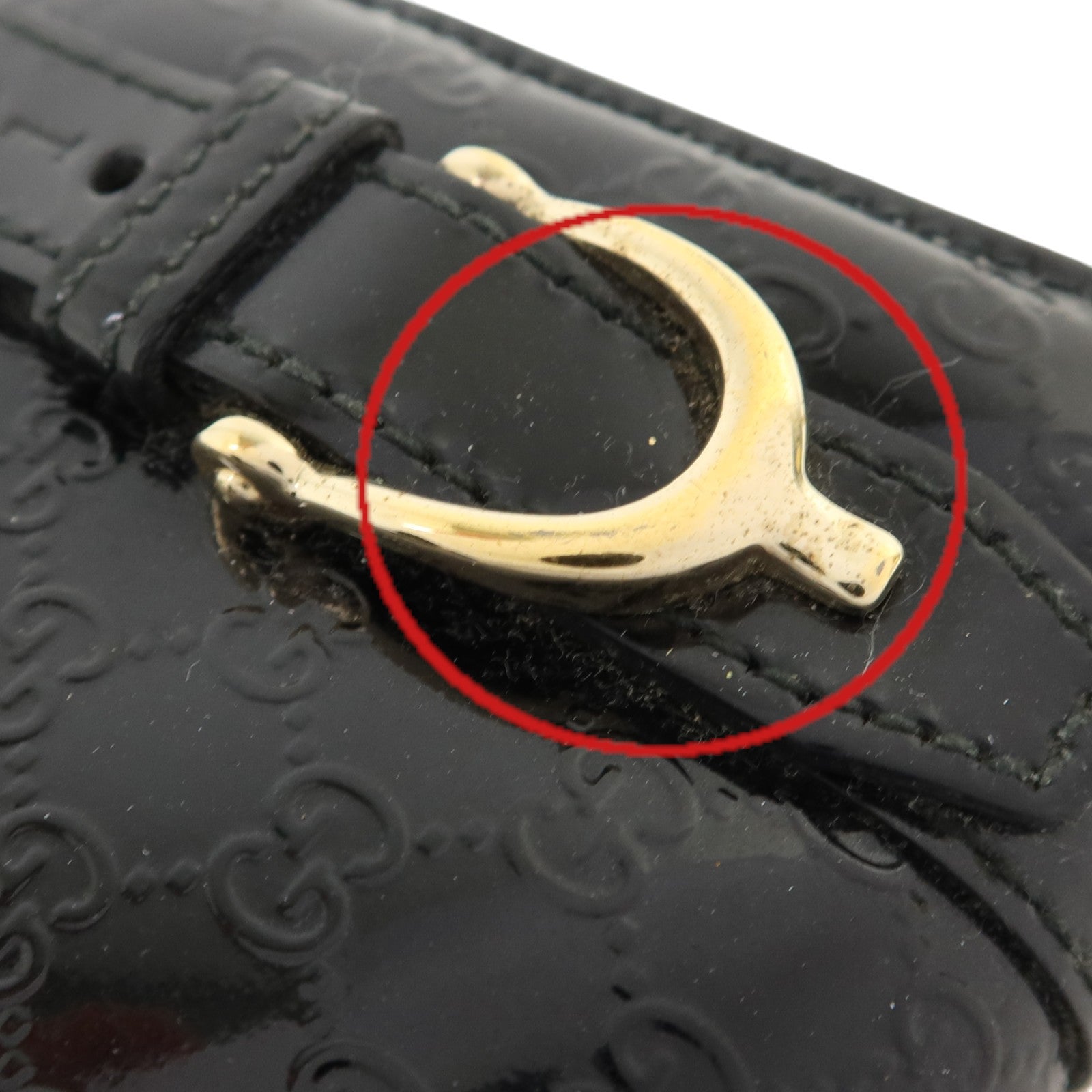 GUCCI 漆皮皮革Zipper Long Wallet金扣長錢包