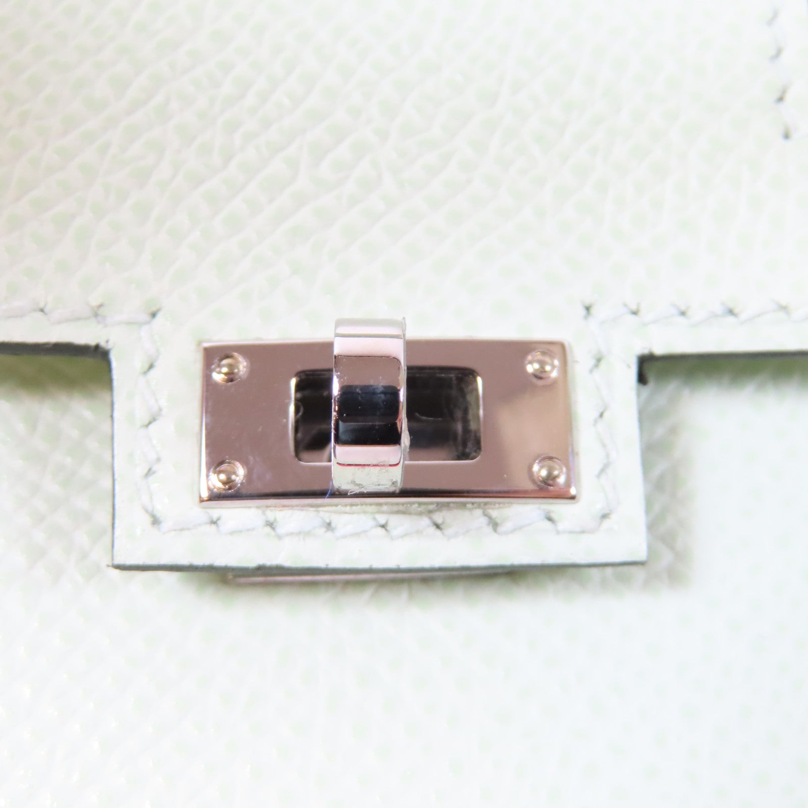 HERMES 【激減優惠】Epsom皮革Kelly Doll Picto銀扣肩背袋Vert Fizz綠色