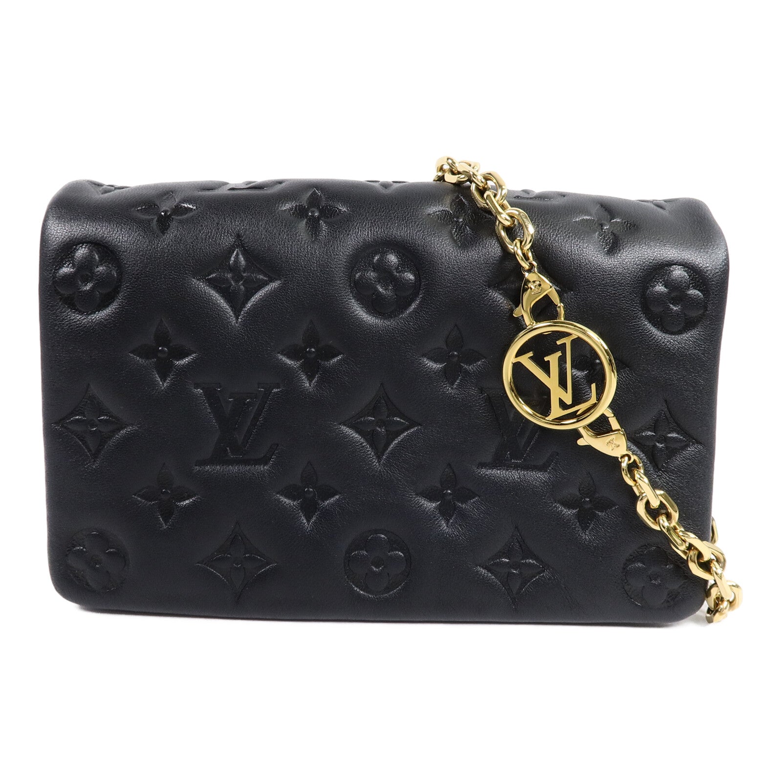 LOUIS VUITTON Monogram Lambskin Pochette Coussin鏈帶肩背袋