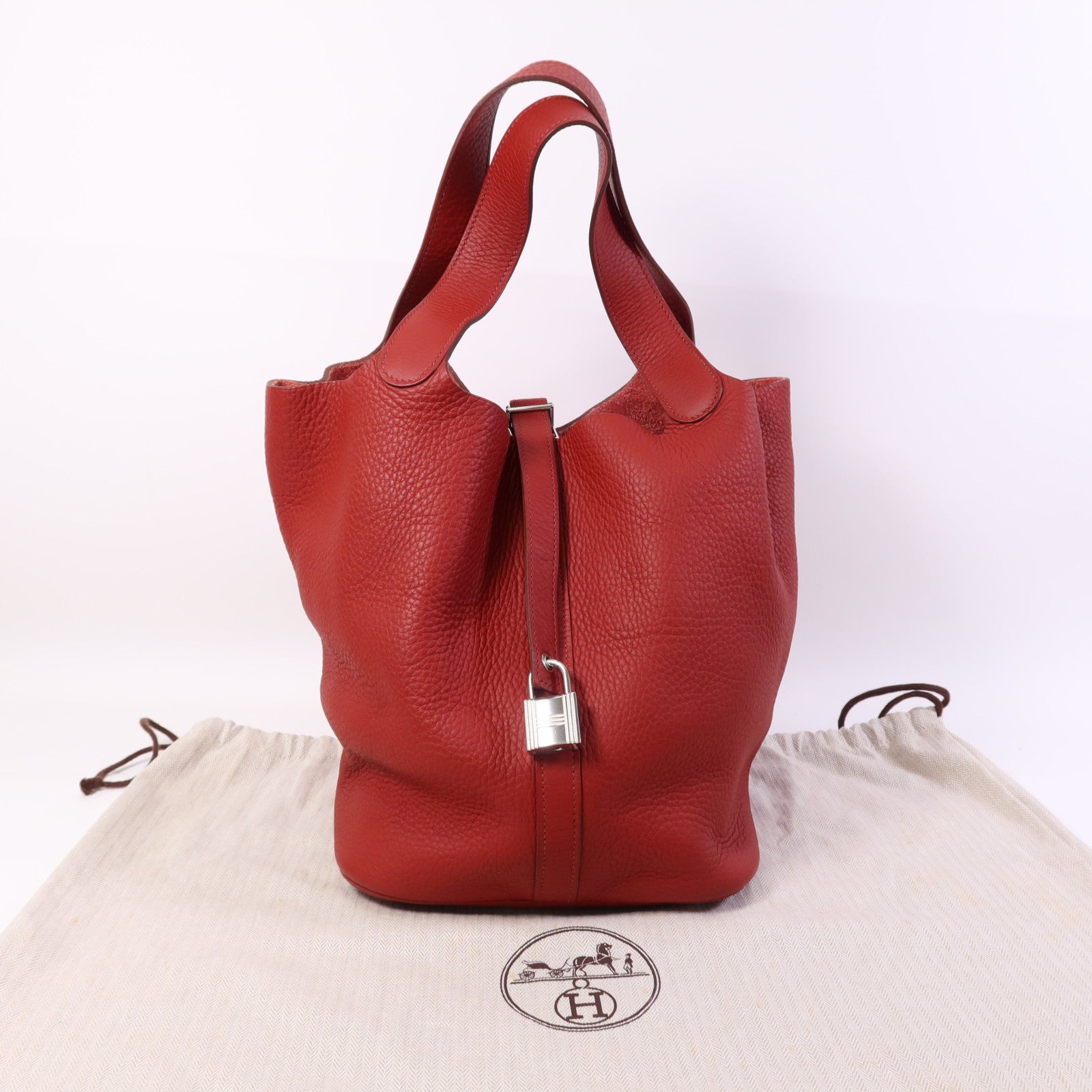 HERMES Clemence皮革Picotin GM銀扣手挽袋