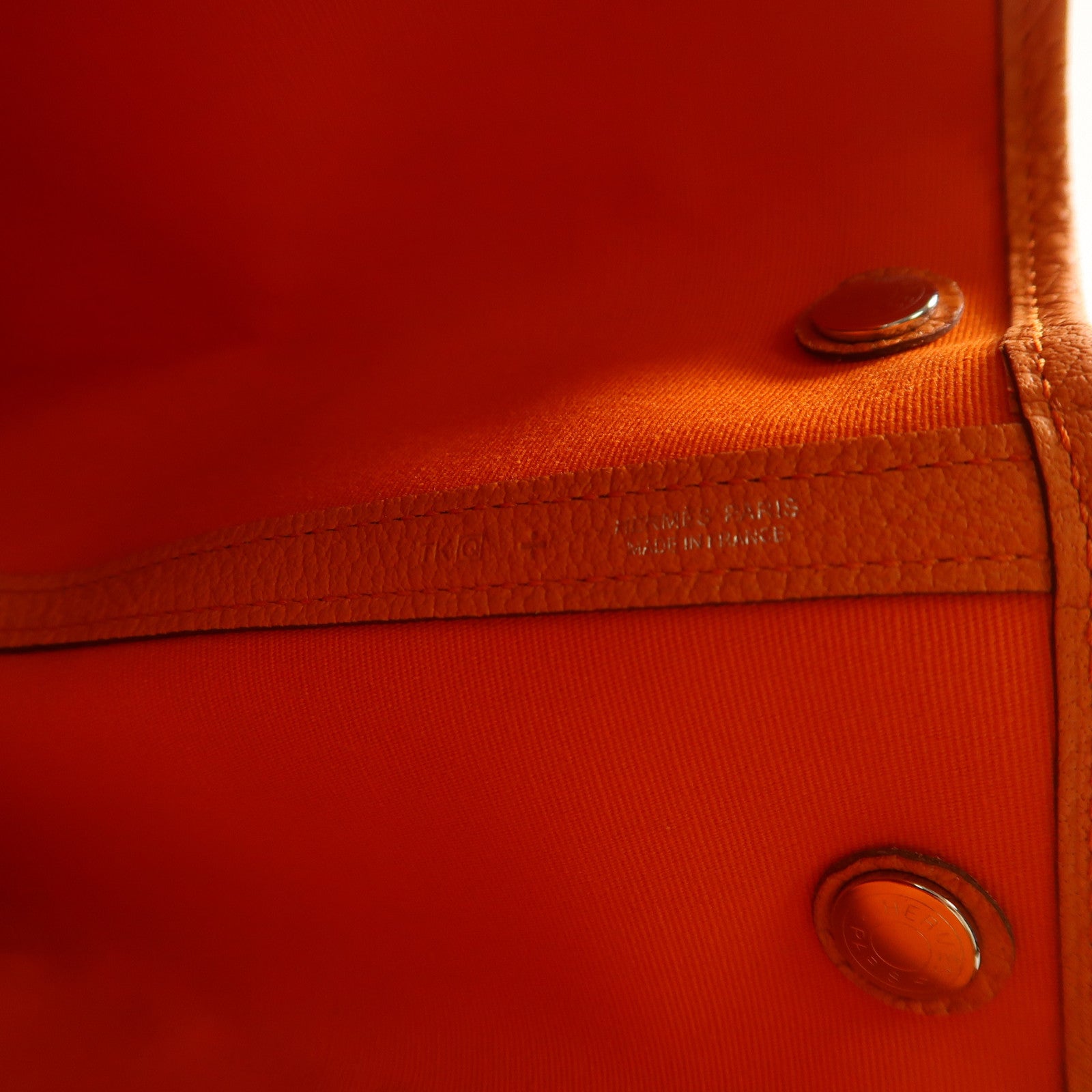 HERMES 帆布Garden Party PM銀扣手挽袋Orange橙色