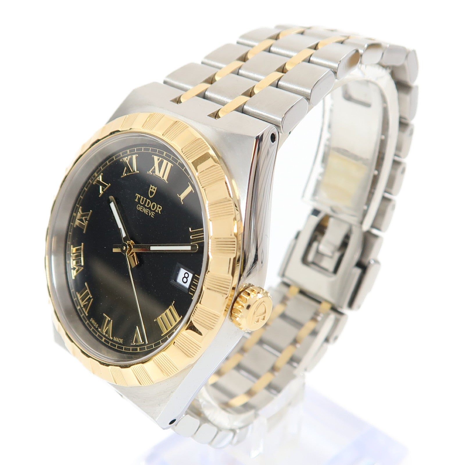 TUDOR Royal 38mm 18K黃金/不鏽鋼手錶自動機芯黑色