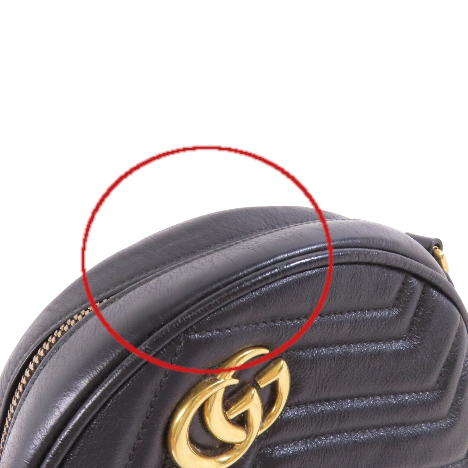 GUCCI 牛皮皮革GG Marmont金扣鏈帶肩背袋