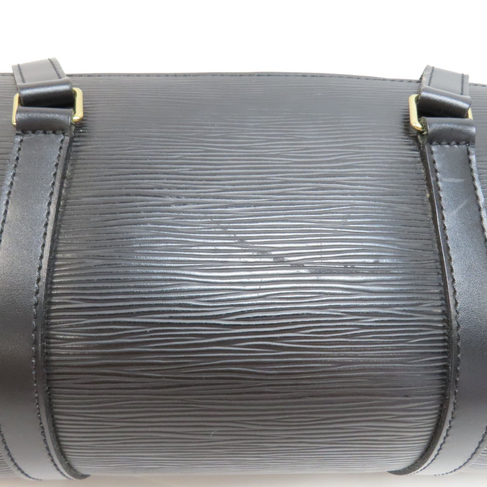LOUIS VUITTON Epi Soufflot金扣手挽袋黑色