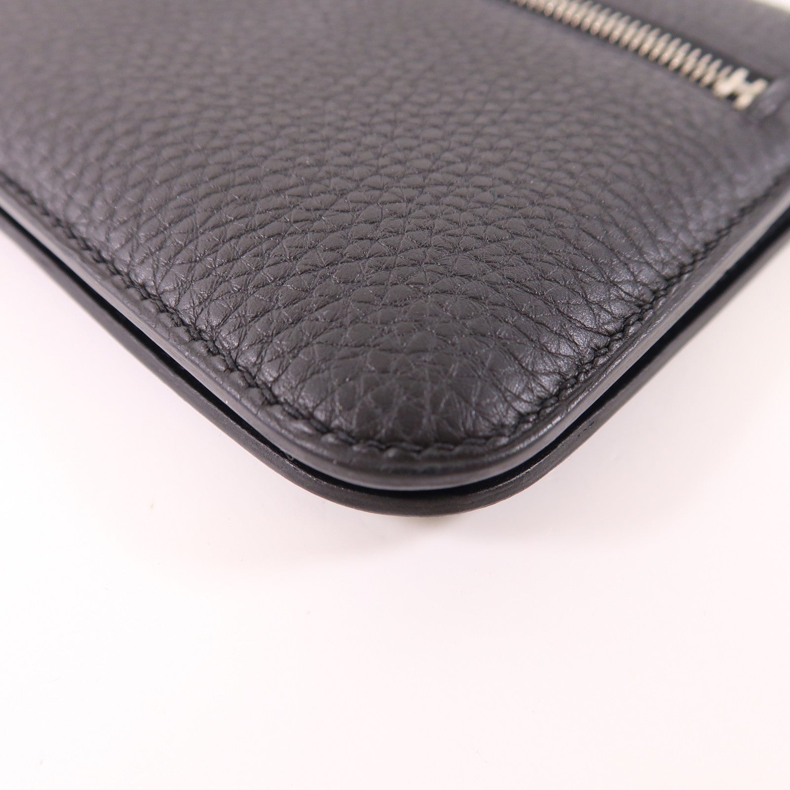 HERMES Clemence皮革Dogon MM銀扣長錢包89 Noir