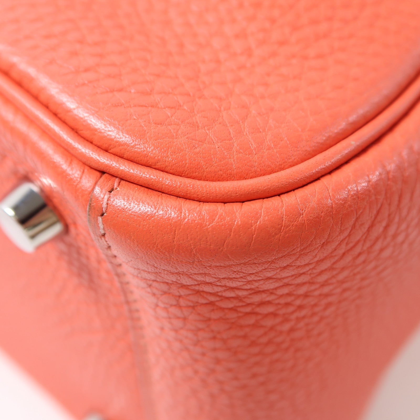 HERMES 【激減優惠】Clemence皮革Lindy 26銀扣手挽肩背兩用袋紅色
