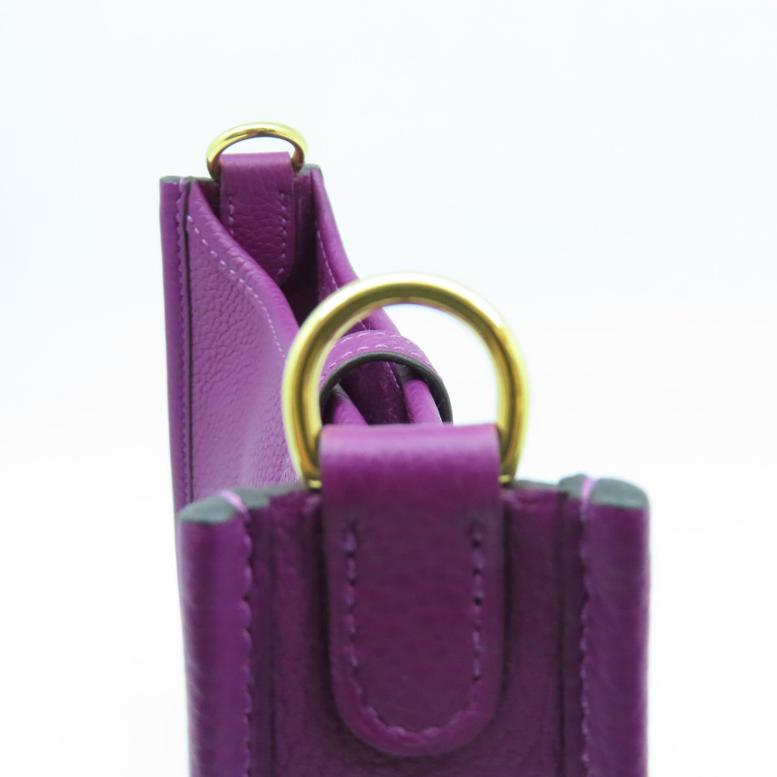 HERMES Clemence皮革Evelyne TPM金扣肩背袋Anemone海葵紫色