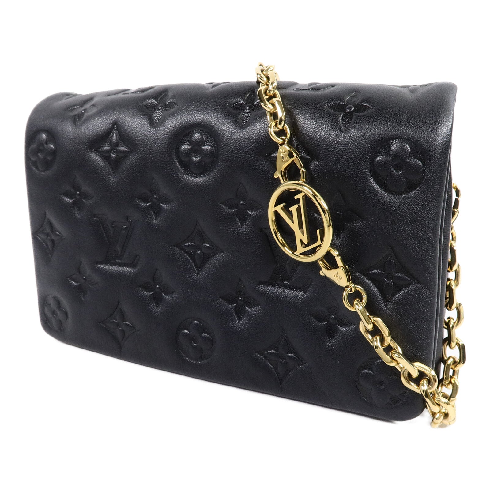 LOUIS VUITTON Monogram Lambskin Pochette Coussin鏈帶肩背袋