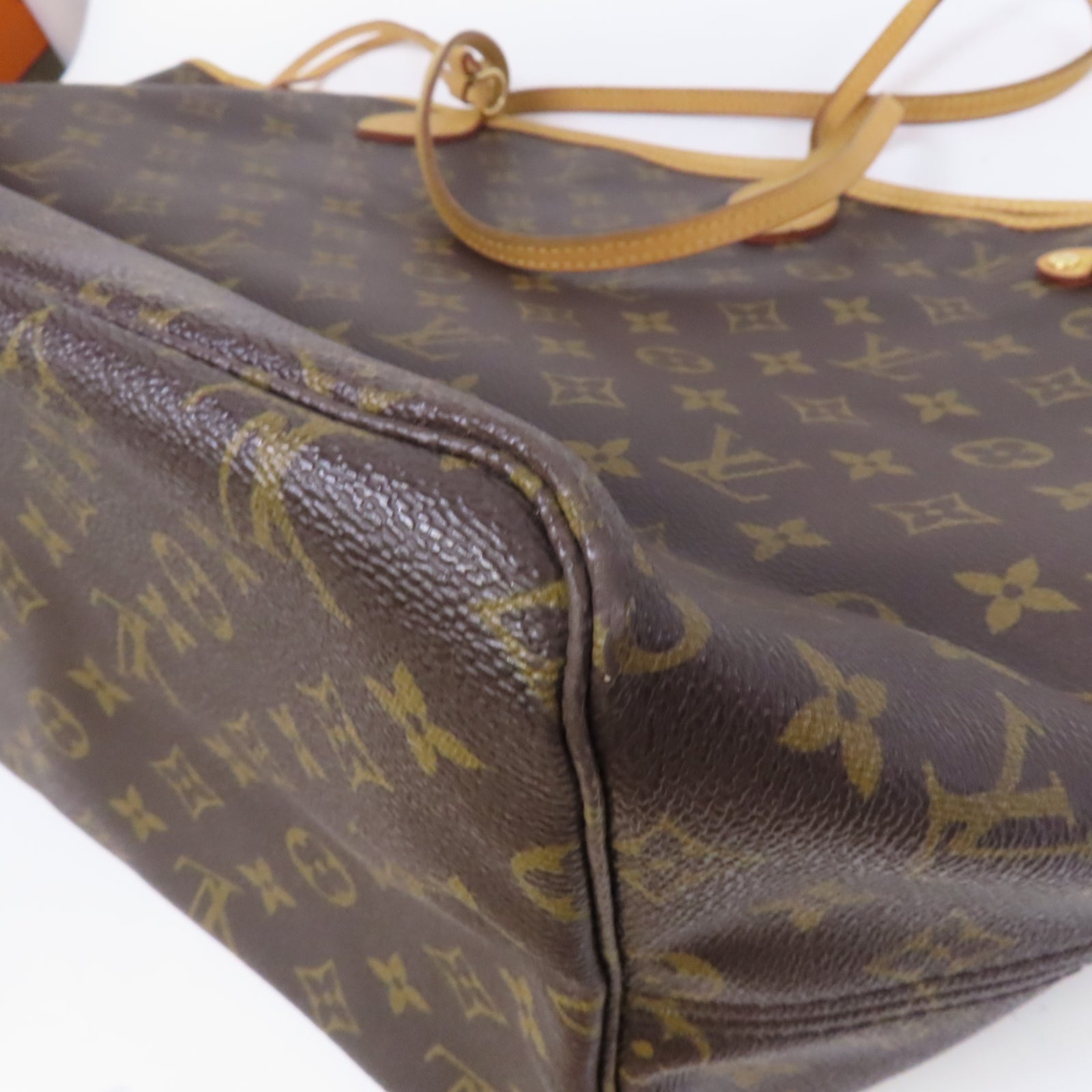 LOUIS VUITTON Monogram Neverfull GM金扣手挽袋啡色