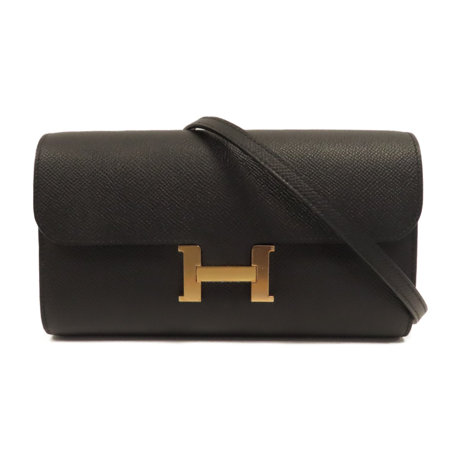 HERMES Epsom皮革Constance To Go金扣肩背袋Noir黑色