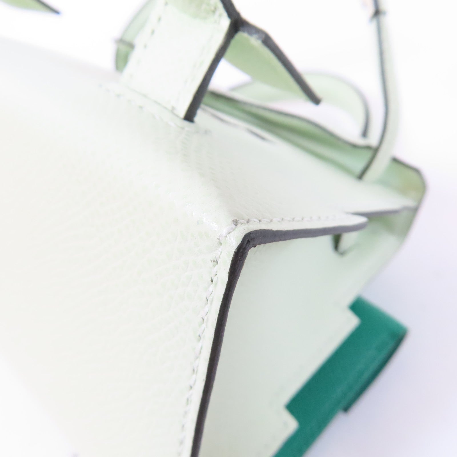 HERMES 【激減優惠】Epsom皮革Kelly Doll Picto銀扣肩背袋Vert Fizz綠色