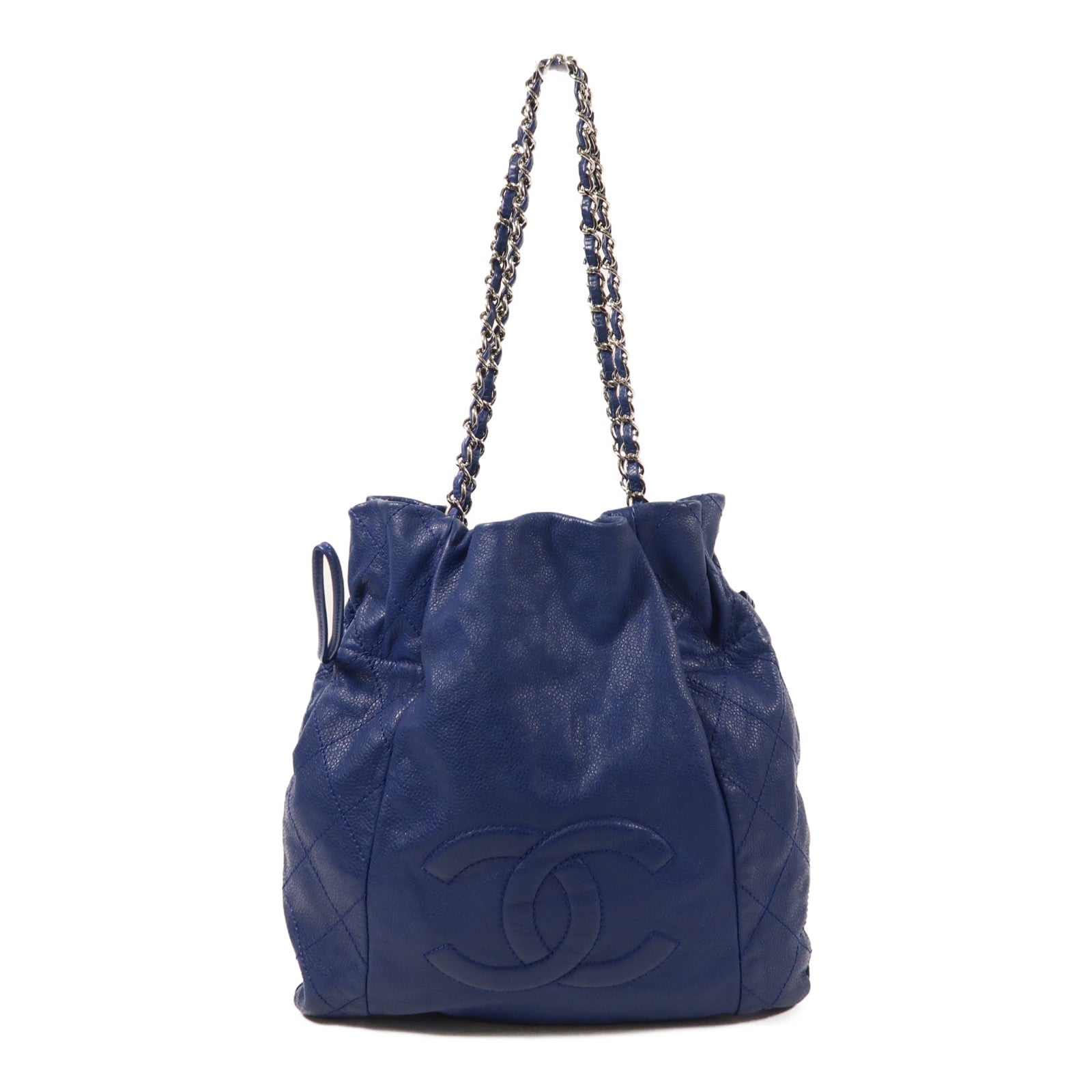 CHANEL 牛皮皮革Chain Shoulder銀扣鏈帶肩背袋