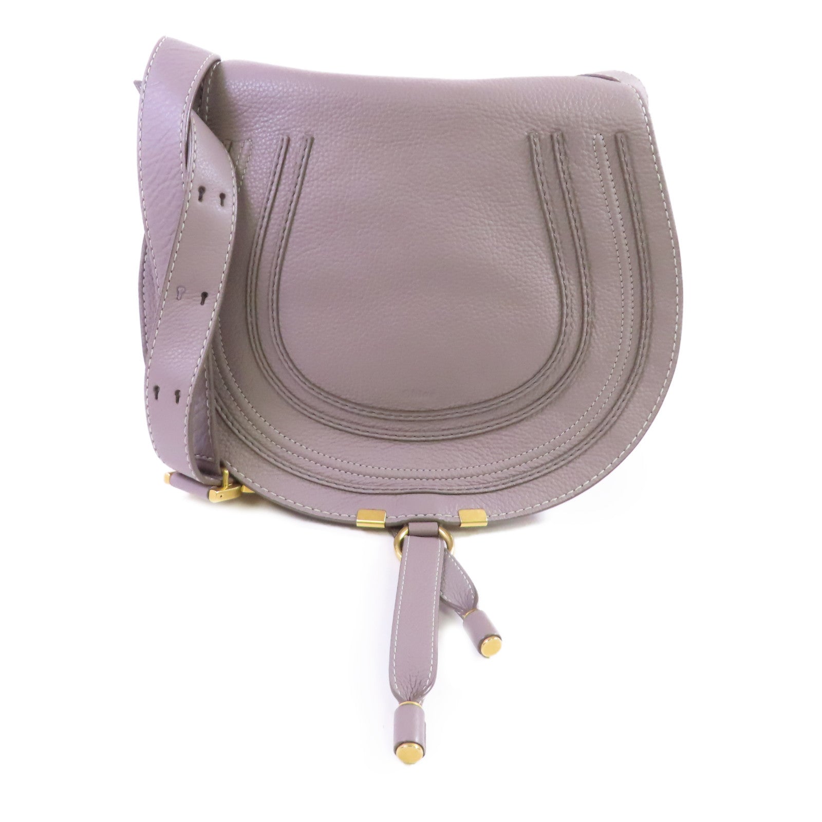 Chloe 牛皮皮革Marcie Shoulder Bag金扣肩背袋灰色