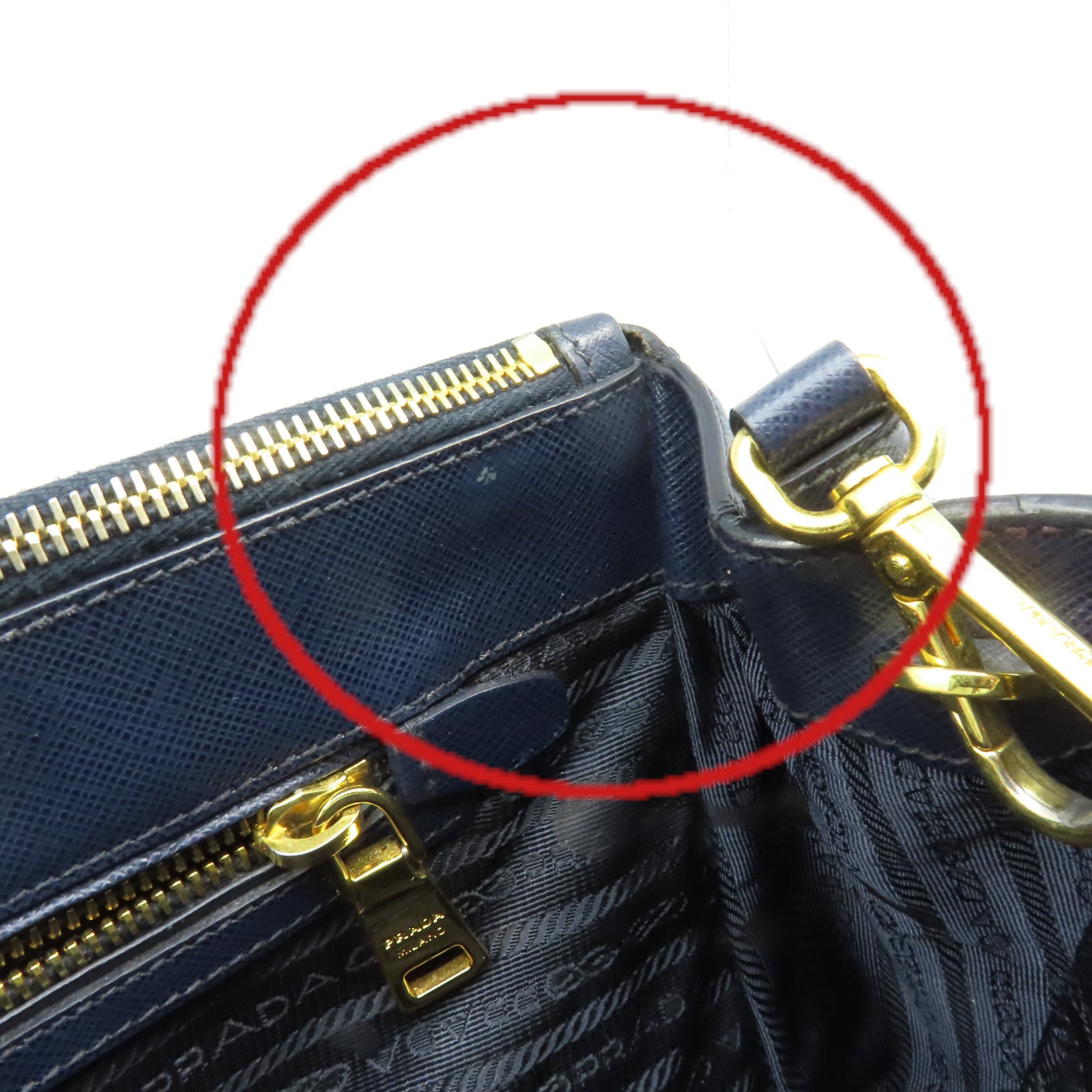PRADA Saffiano皮革2Way Shoulder Bag金扣手挽肩背兩用袋藍色