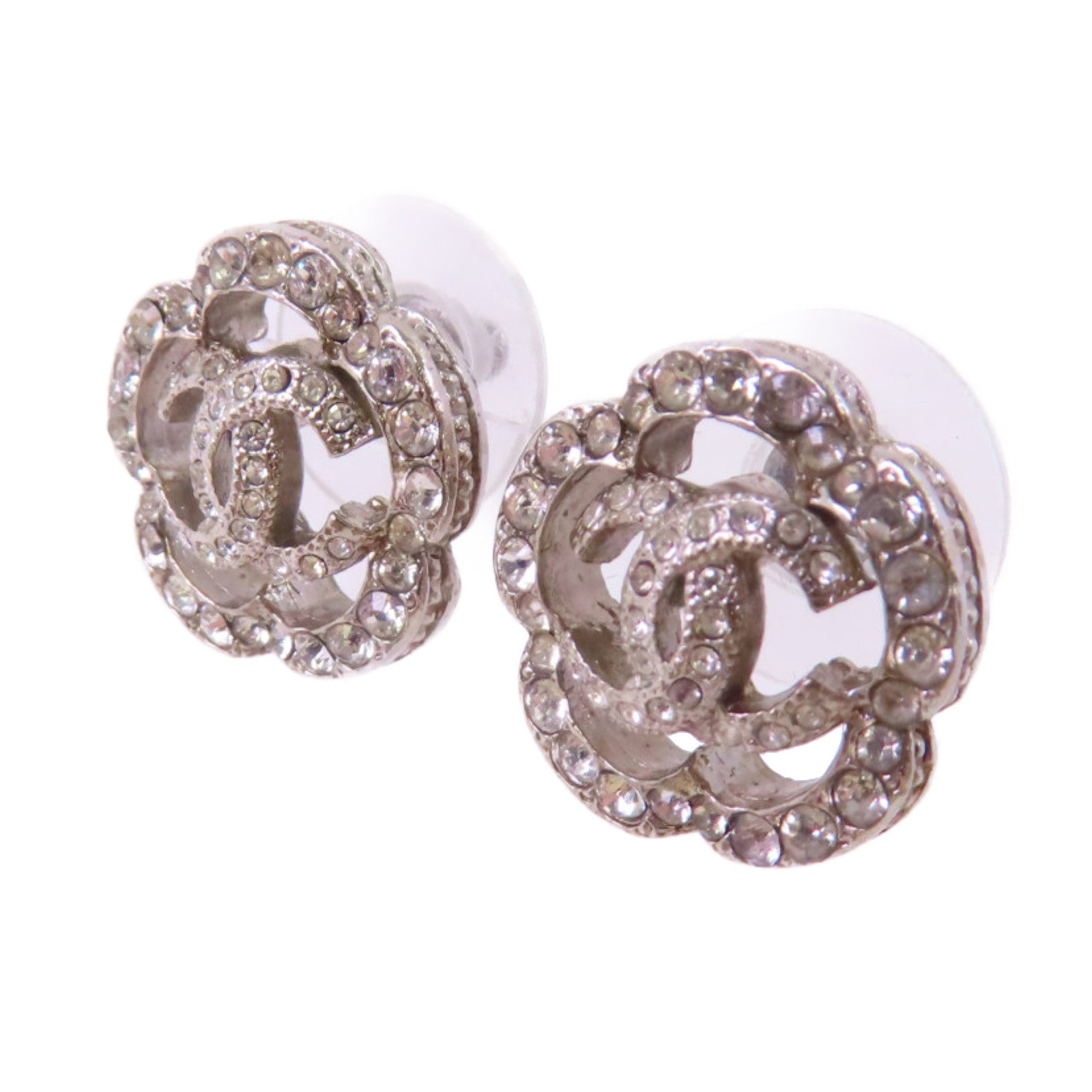 CHANEL 金屬CC Earrings耳環銀色