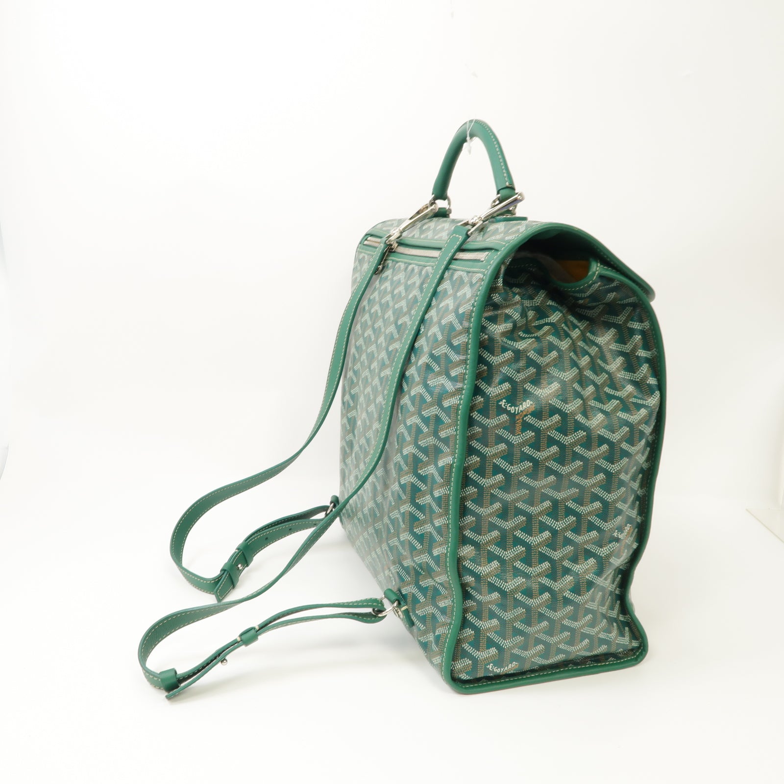 GOYARD 塗層帆布Saint Leger Rucksack銀扣背包綠色