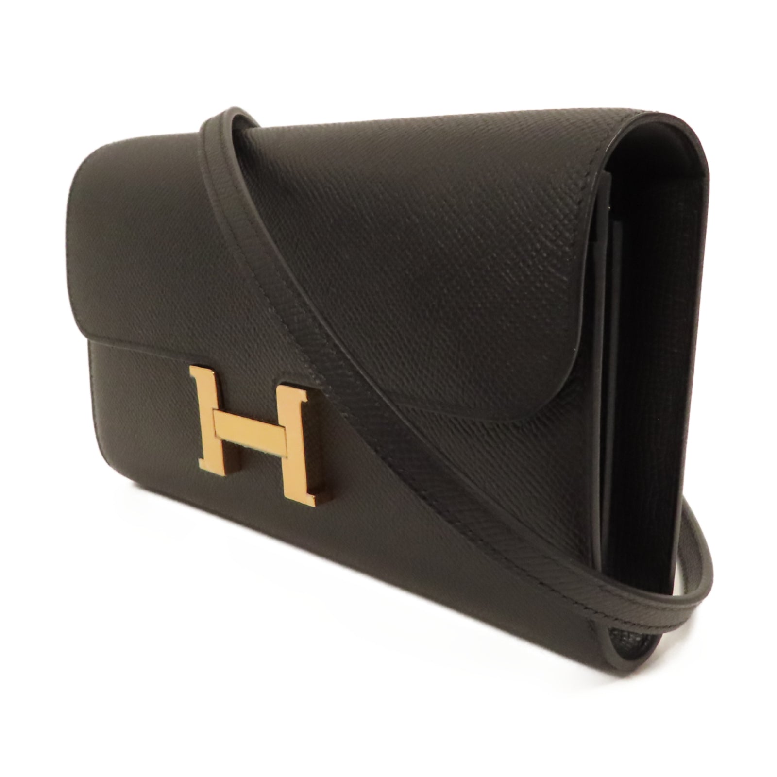 HERMES Epsom皮革Constance To Go金扣肩背袋Noir黑色