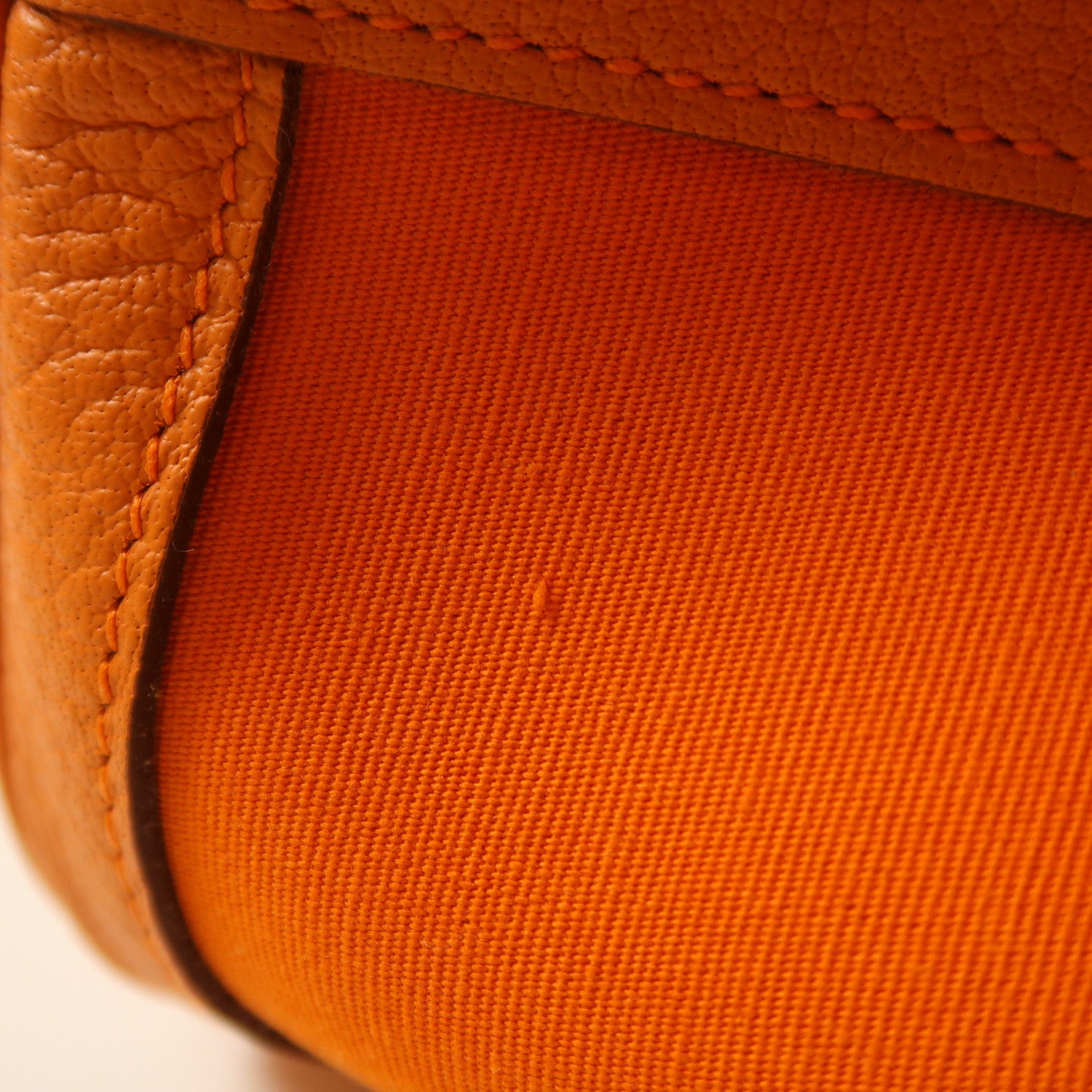 HERMES 帆布Garden Party PM銀扣手挽袋Orange橙色
