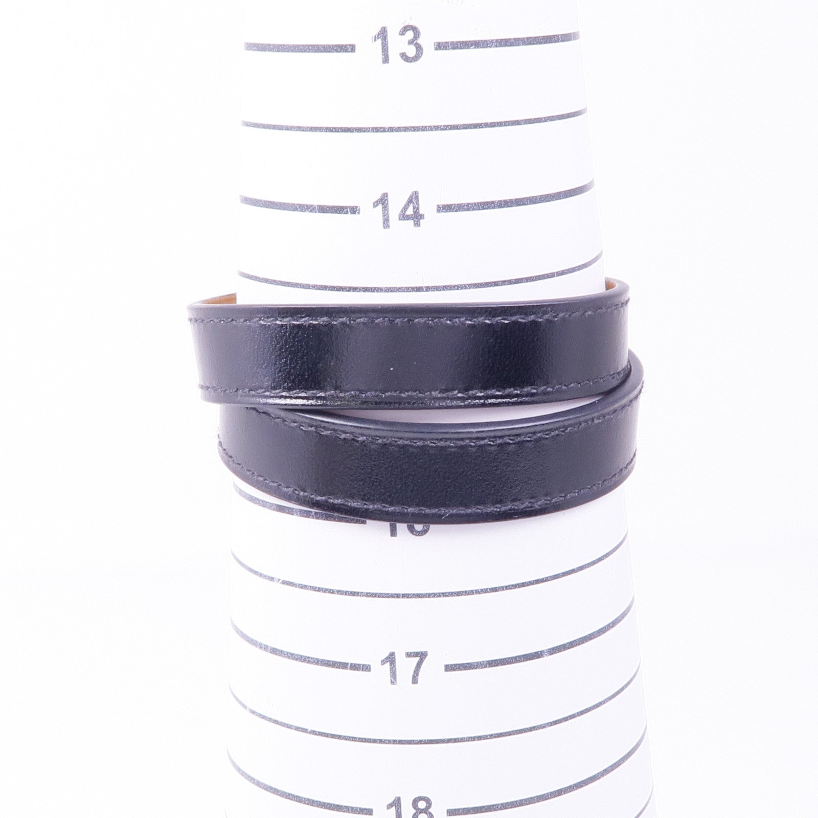 HERMES Box Calf皮革Kelly Double Tour Bracelet銀扣手帶Noir