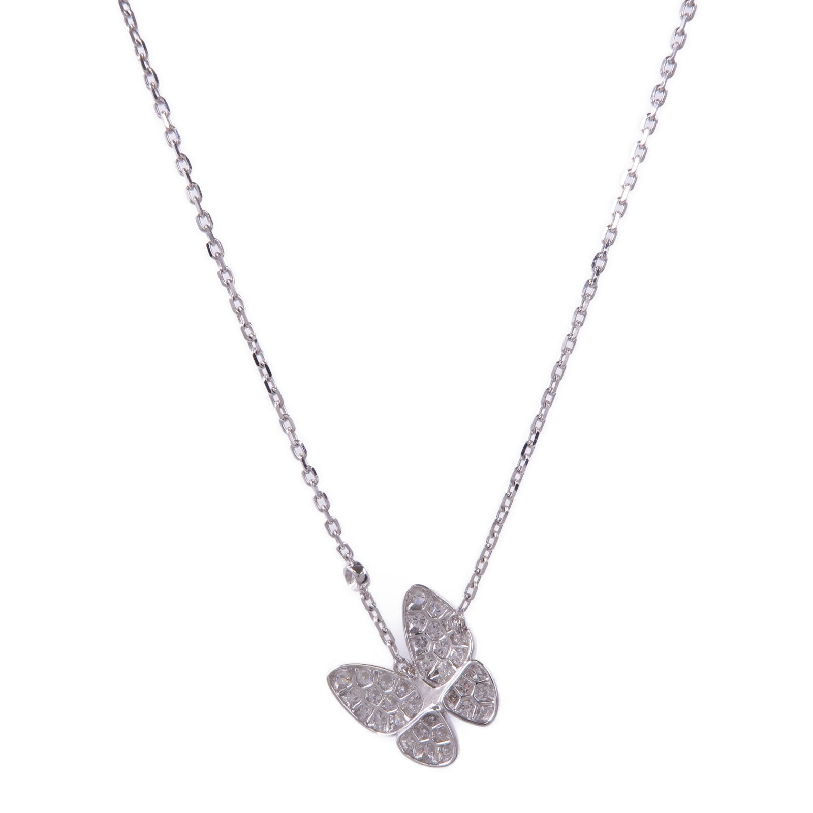 Van Cleef & Arpels 18K白金Two Butterfly Pendant鑽石項鍊