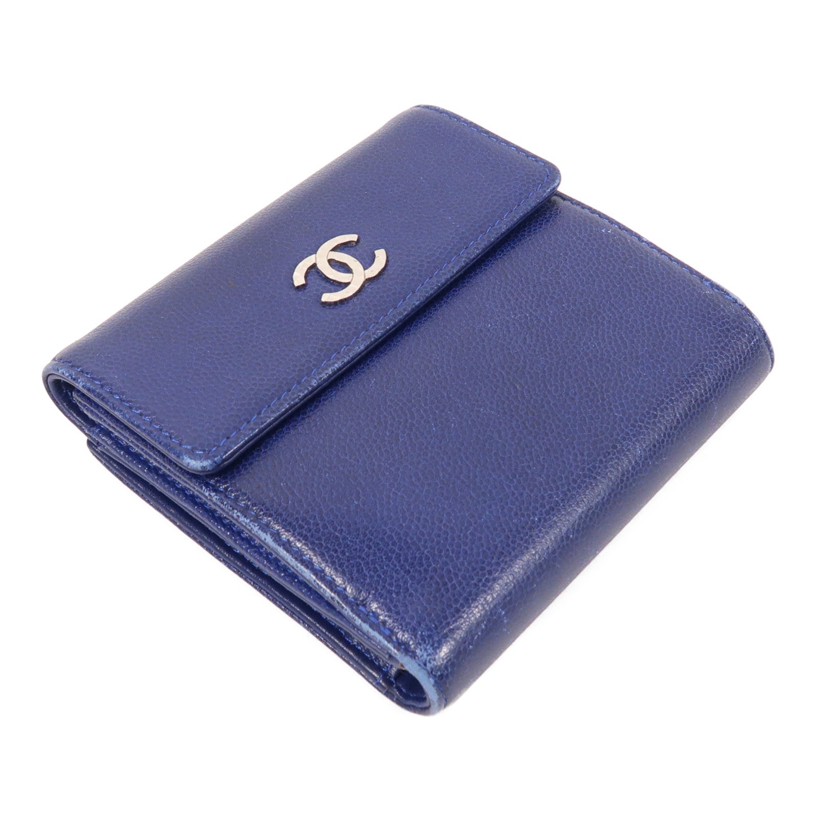 CHANEL 牛皮皮革Wallet銀扣錢包