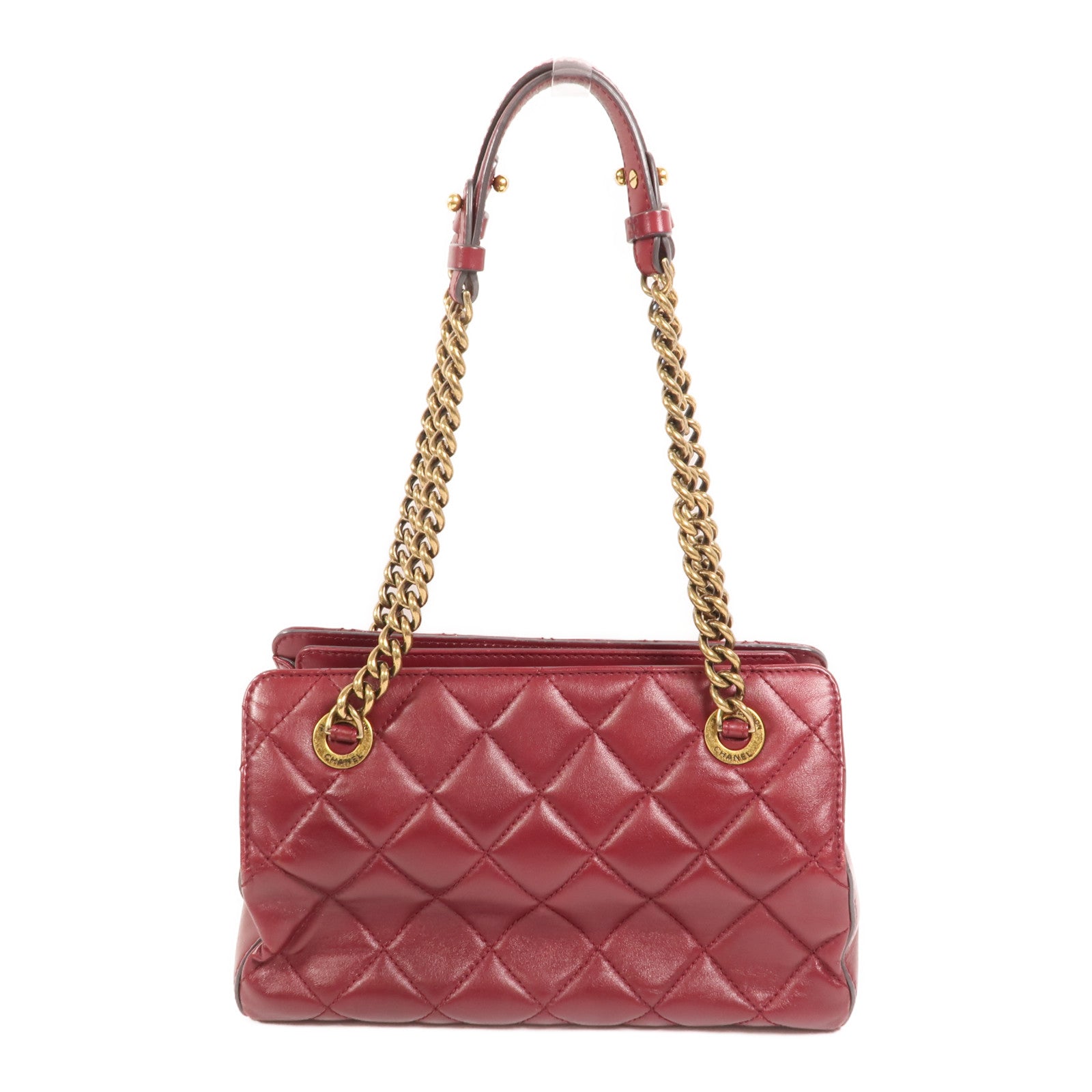 CHANEL 牛皮皮革Tote Bag金扣鏈帶肩背袋