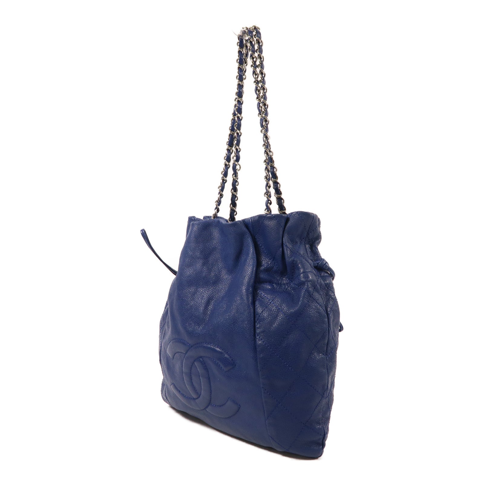 CHANEL 牛皮皮革Chain Shoulder銀扣鏈帶肩背袋