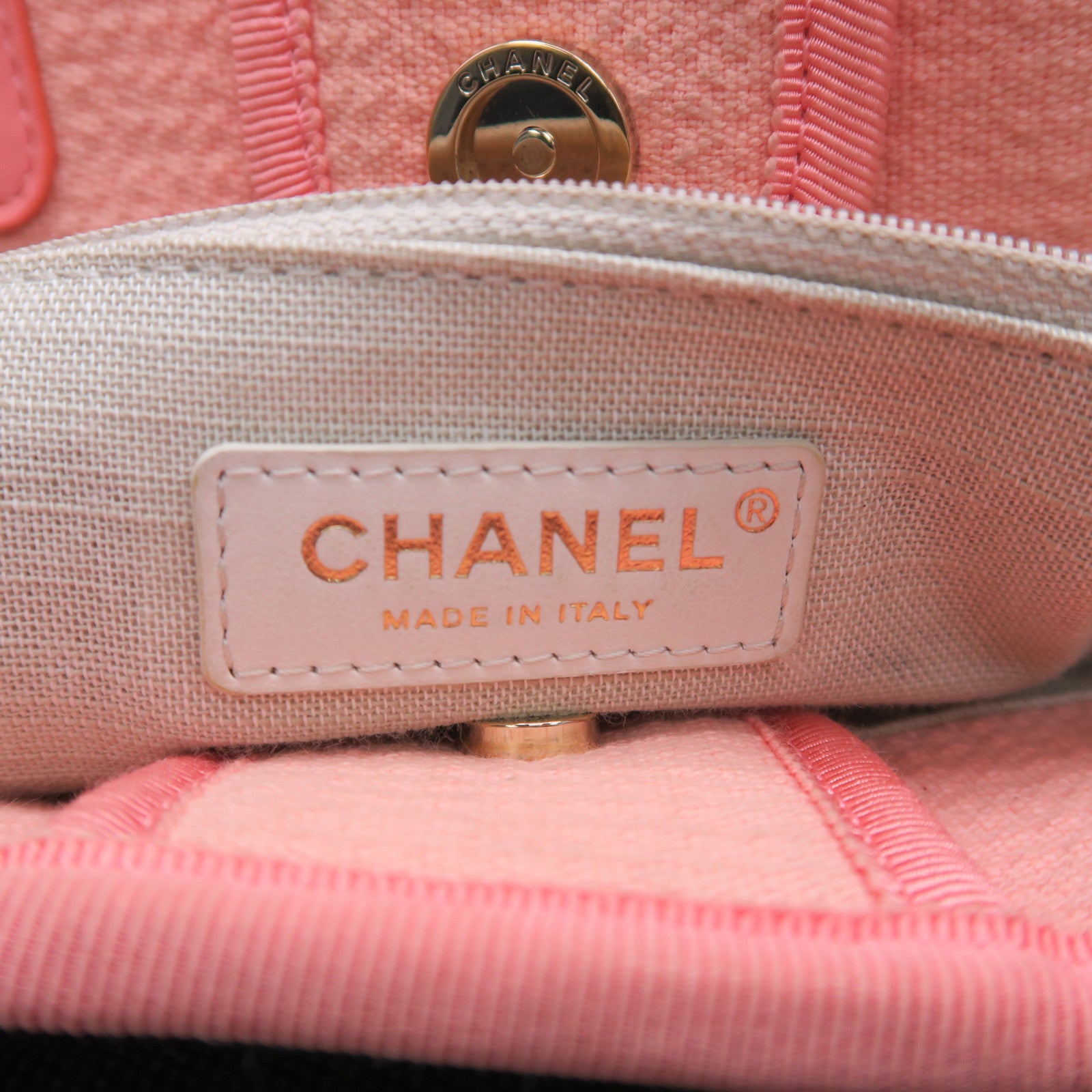 CHANEL 【激減優惠】帆布Deauville金扣手挽肩背兩用袋橙色