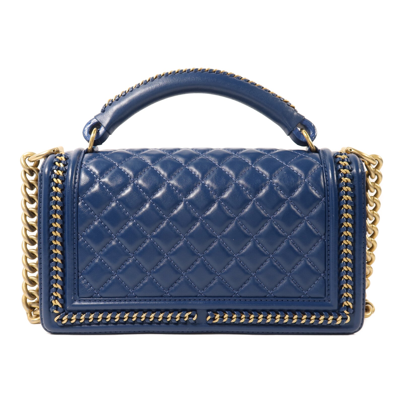 CHANEL 羊皮皮革Boy 25金扣鏈帶肩背袋