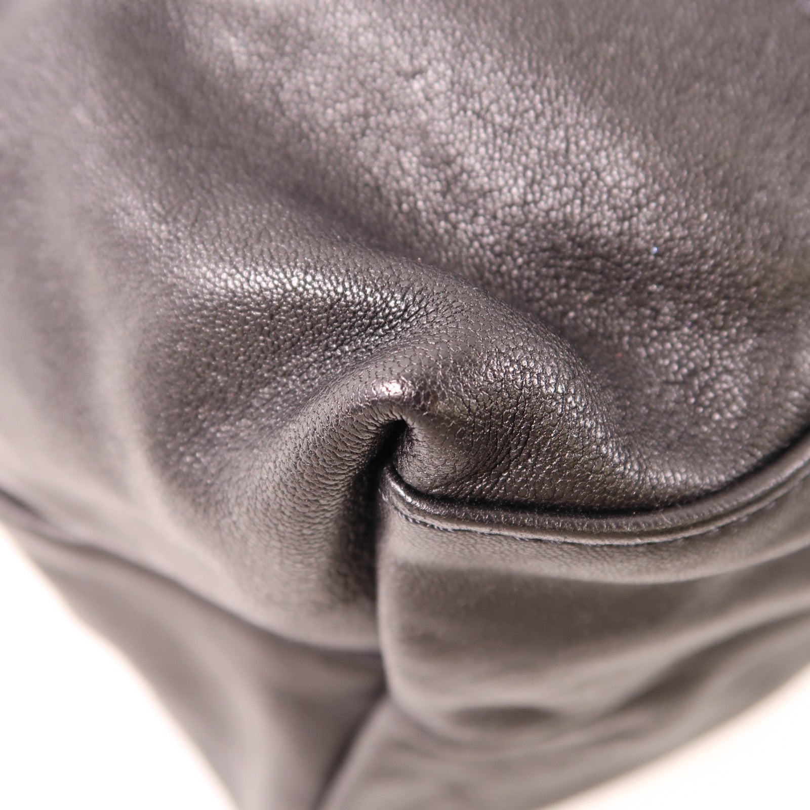 Longchamp 羊皮皮革Shoulder Bag銀扣手挽肩背兩用袋黑色