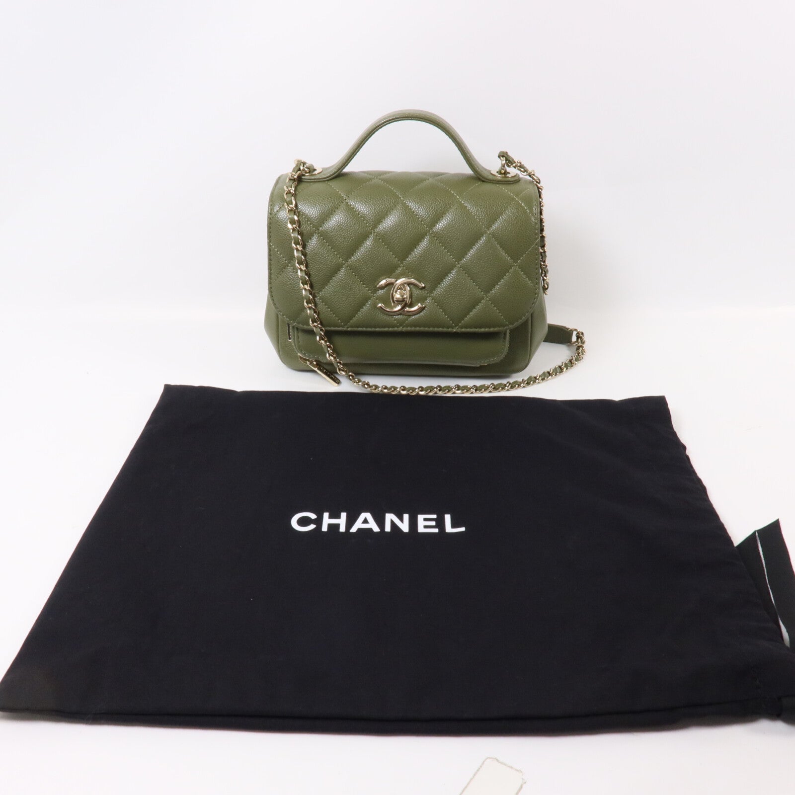 CHANEL 牛皮皮革Business Affinity Small鏈帶手挽肩背兩用袋