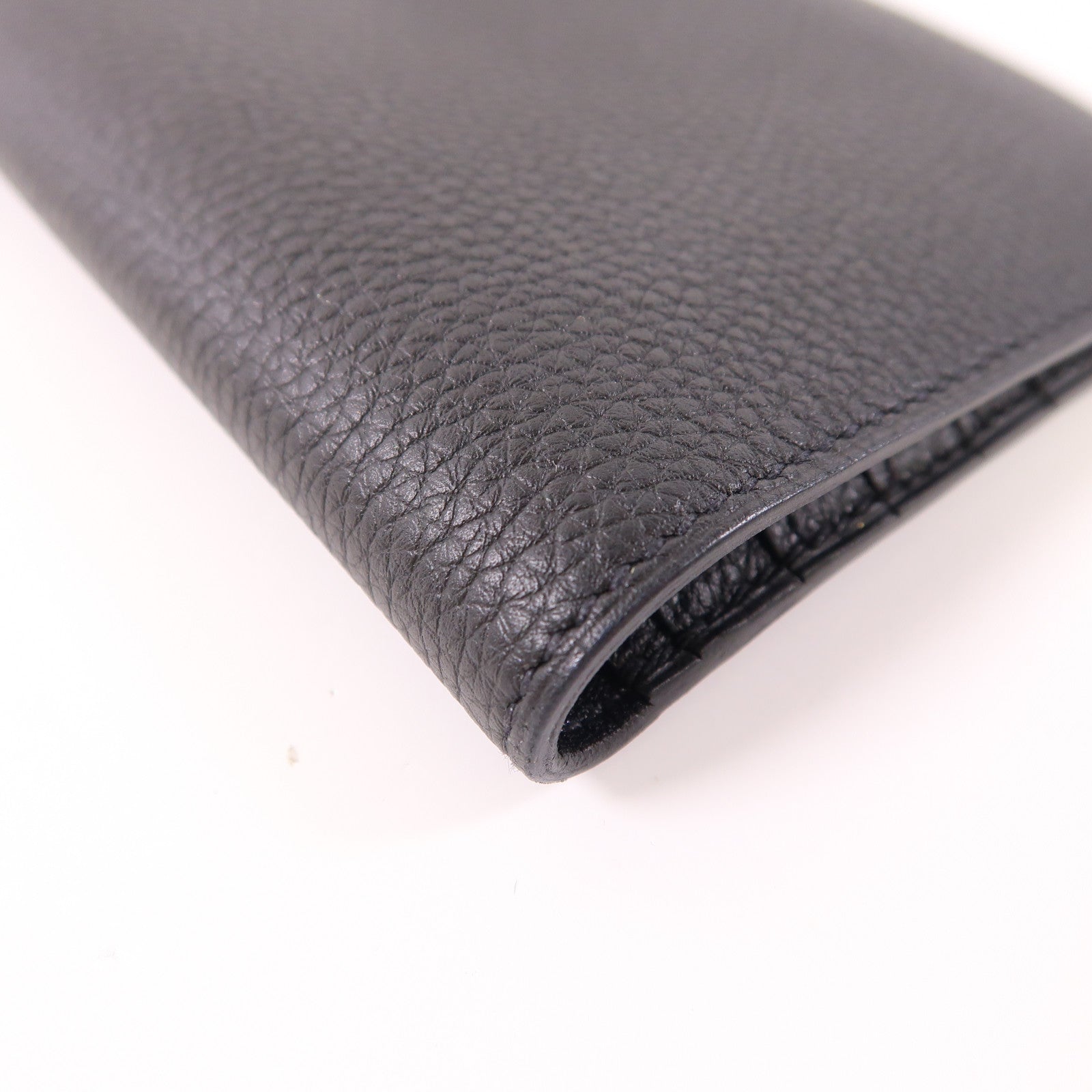 HERMES Clemence皮革Dogon MM銀扣長錢包89 Noir
