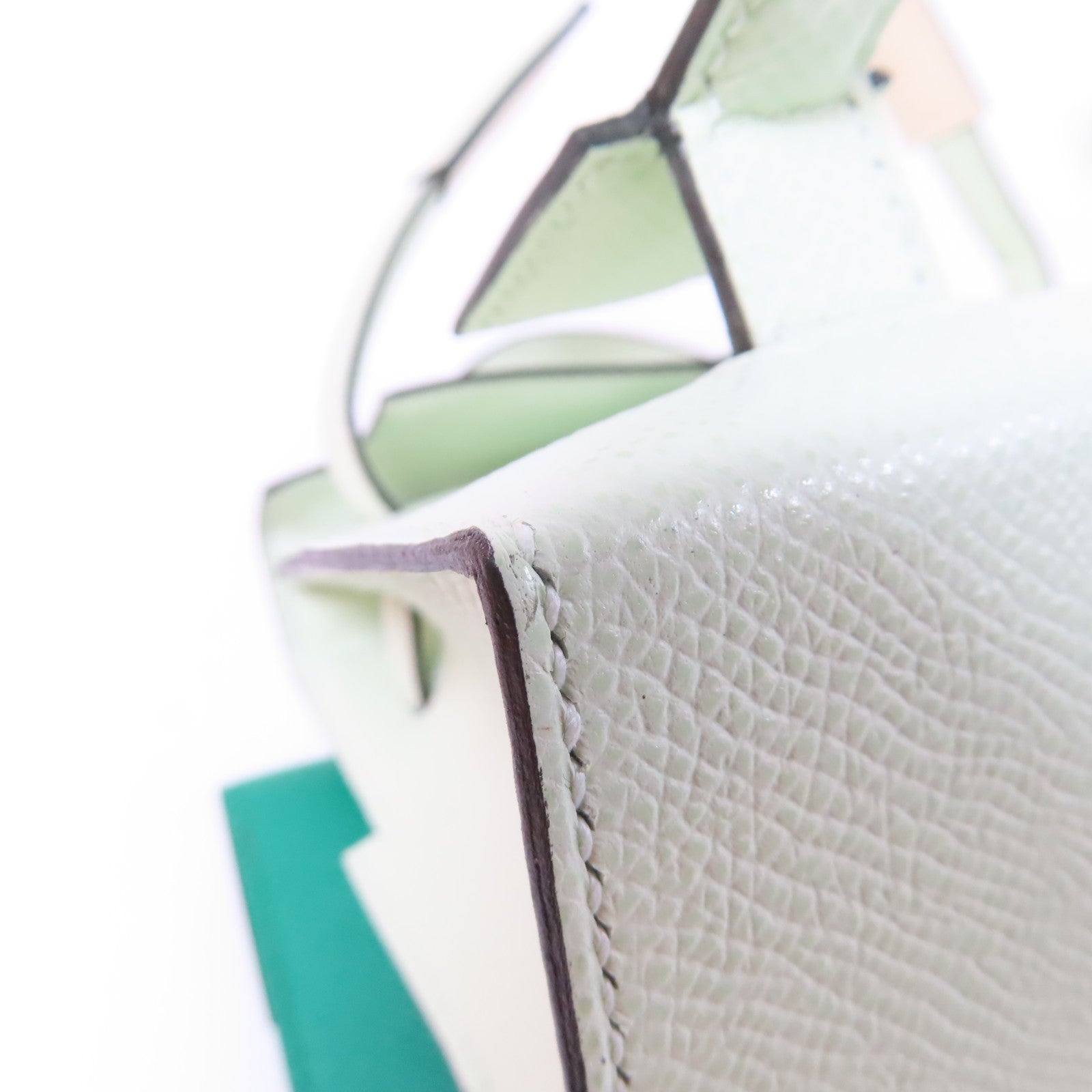 HERMES 【激減優惠】Epsom皮革Kelly Doll Picto銀扣肩背袋Vert Fizz綠色