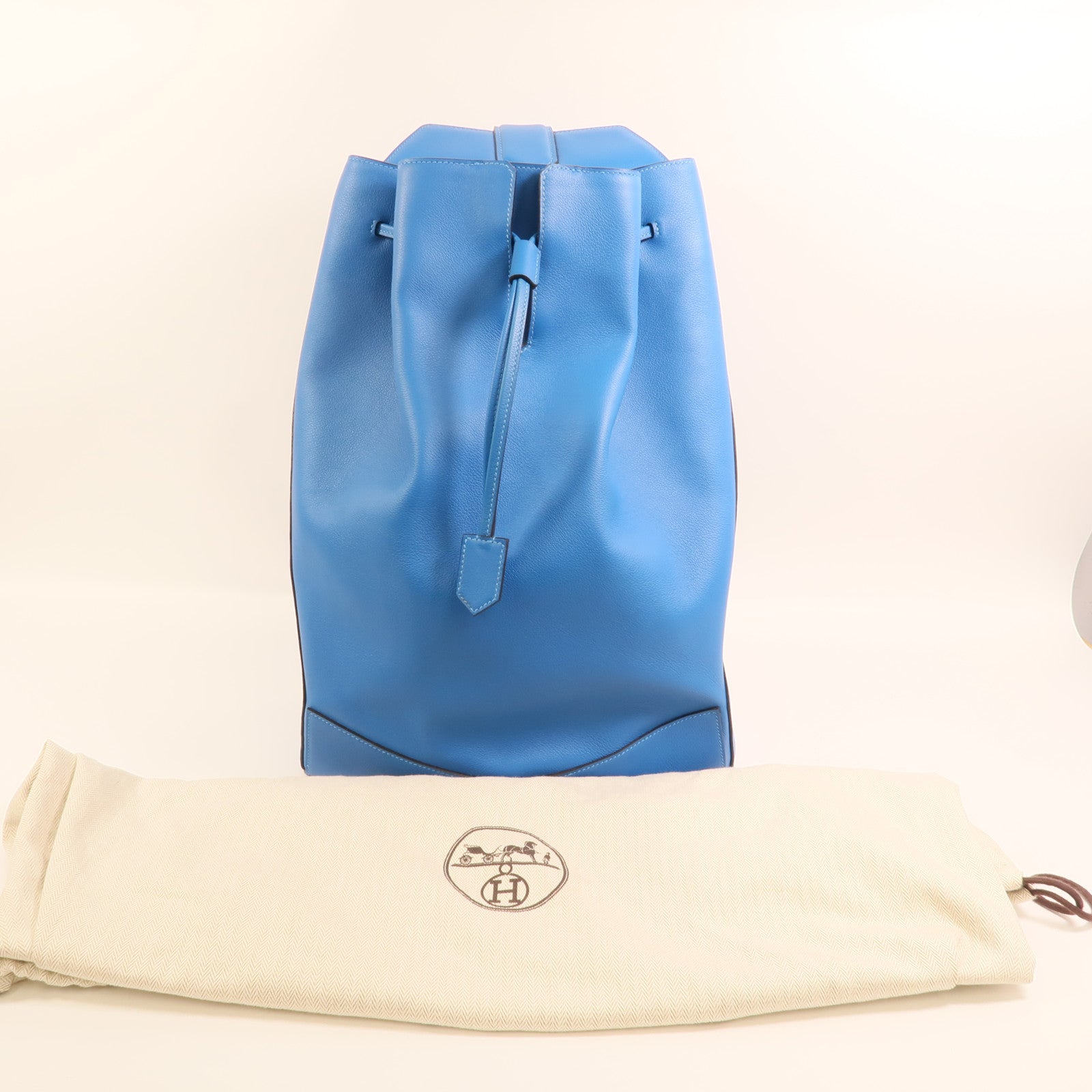 HERMES Evercolor皮革Flash Sailor Backpack銀扣背包Bleu Hydra