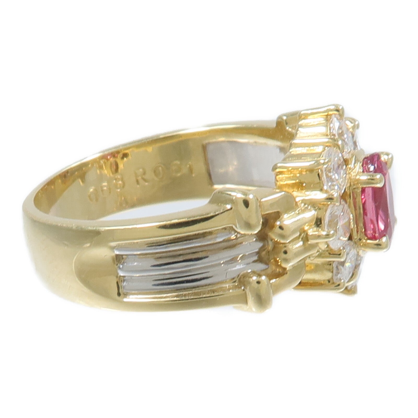 JEWELRY 18K黃金/PT900鉑金Ruby Diamond Ring紅寶石/鑽石戒指
