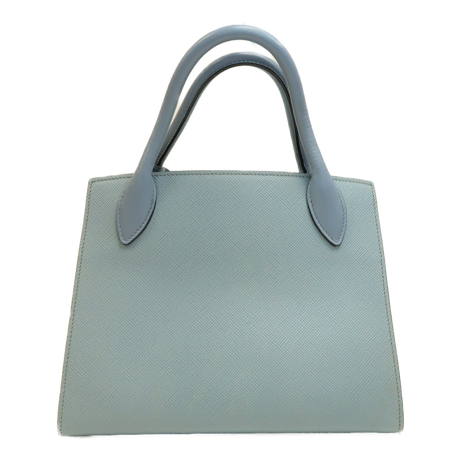 PRADA 【激減優惠】Saffiano皮革Shoulder Bag銀扣手挽肩背兩用袋藍色