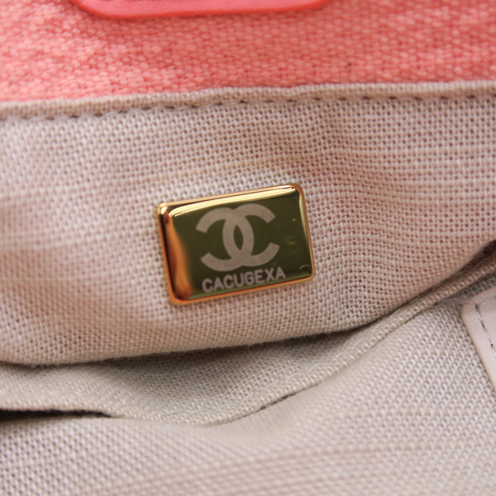 CHANEL 【激減優惠】帆布Deauville金扣手挽肩背兩用袋橙色